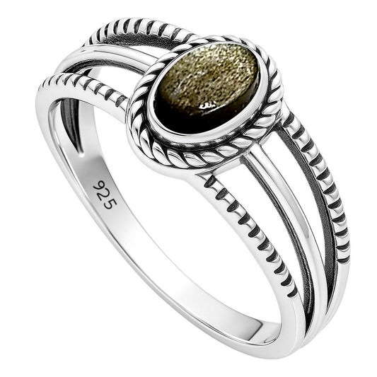 Silver Obsidian Ring size-6 R-1010 SDR252985