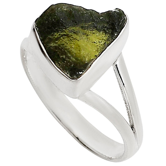Genuine Czech Moldavite Rough Ring size-9 R-1002 SDR253332