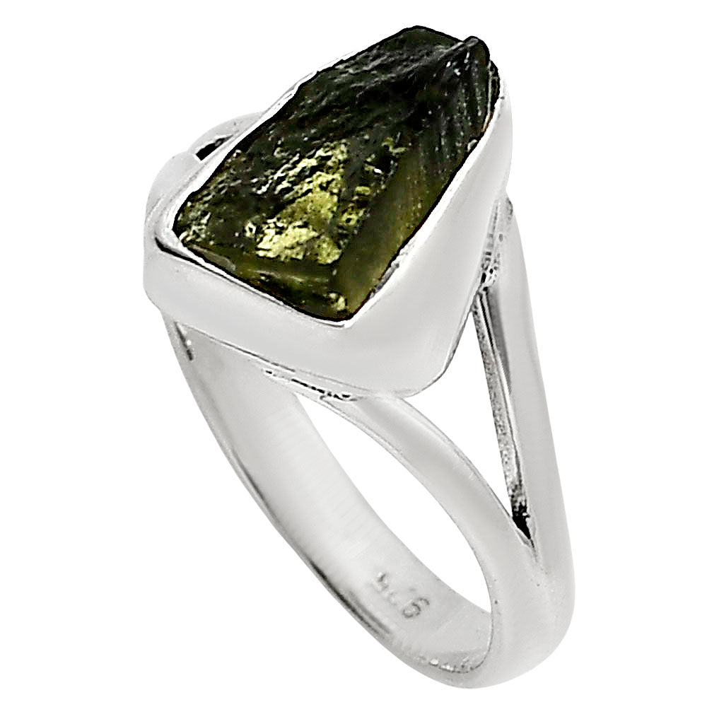 Genuine Czech Moldavite Rough Ring size-7 R-1002 SDR253337