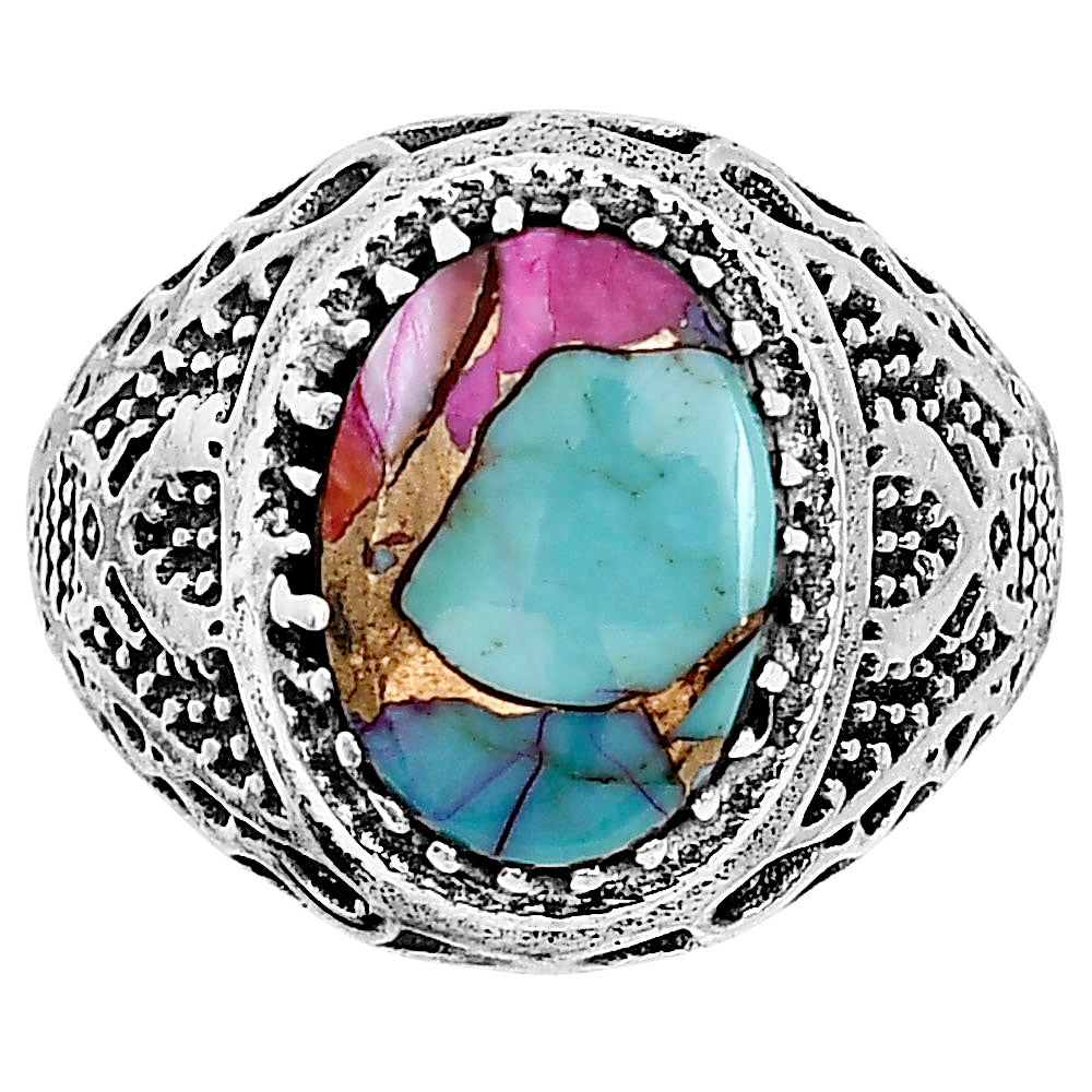 Kingman Orange Dahlia Turquoise Ring size-11 R-1738 SDR253518