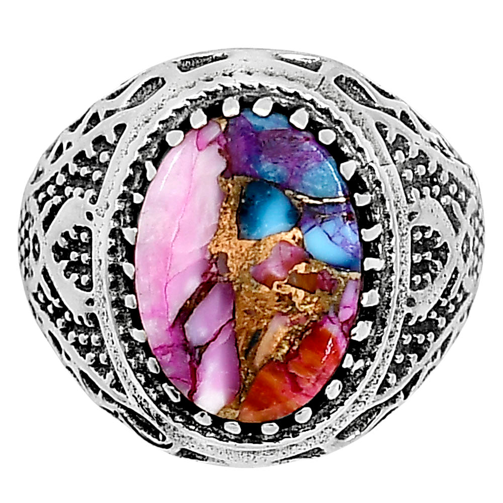 Kingman Orange Dahlia Turquoise Ring size-8 R-1738 SDR253524