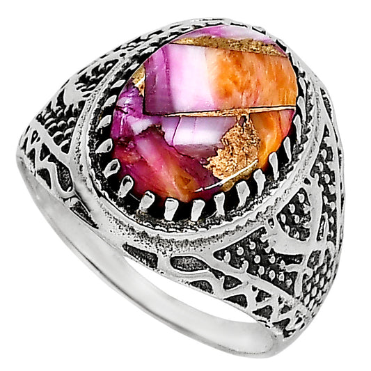 Kingman Orange Dahlia Turquoise Ring size-9 R-1738 SDR253526