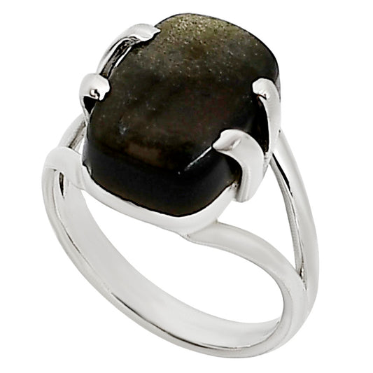 Silver Obsidian Ring size-7 R-1504 SDR253540