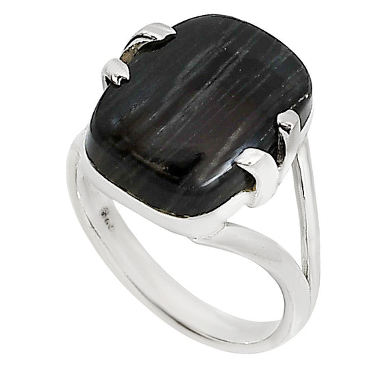 Silver Leaf Obsidian Ring size-8 R-1504 SDR253554