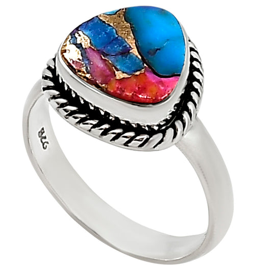 Kingman Orange Dahlia Turquoise Ring size-7 R-1009 SDR254163