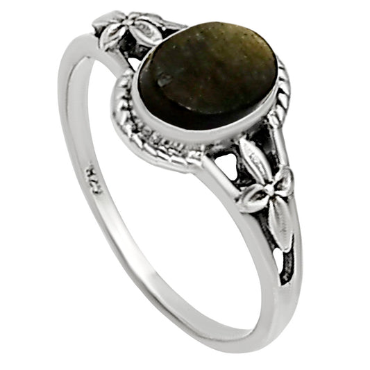 Silver Obsidian Ring size-6 R-1300 SDR254303