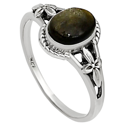 Silver Obsidian Ring size-5 R-1300 SDR254312