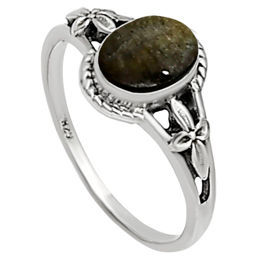 Silver Obsidian Ring size-5 R-1300 SDR254337