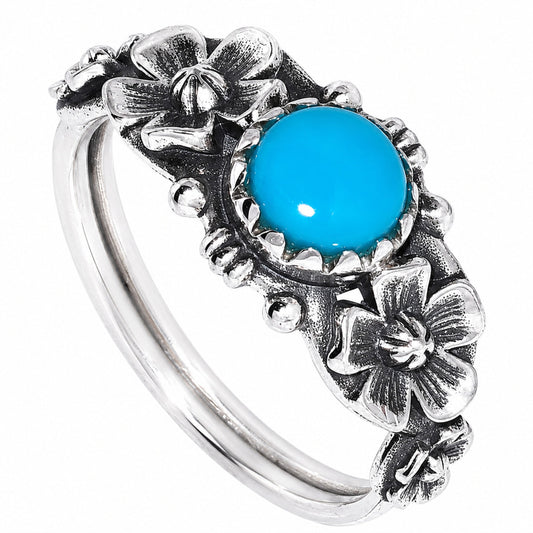 Floral - Lucky Charm Tibetan Turquoise Ring size-5 R-1292 SDR254710