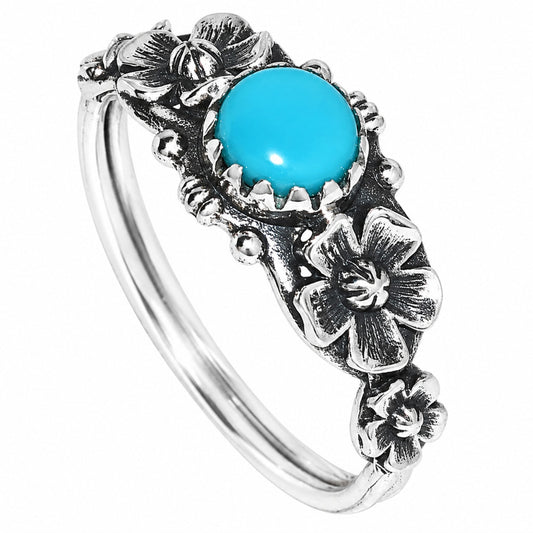Floral - Lucky Charm Tibetan Turquoise Ring size-7 R-1292 SDR254713