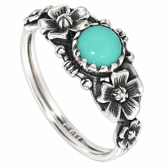 Floral - Lucky Charm Tibetan Turquoise Ring size-7 R-1292 SDR254714