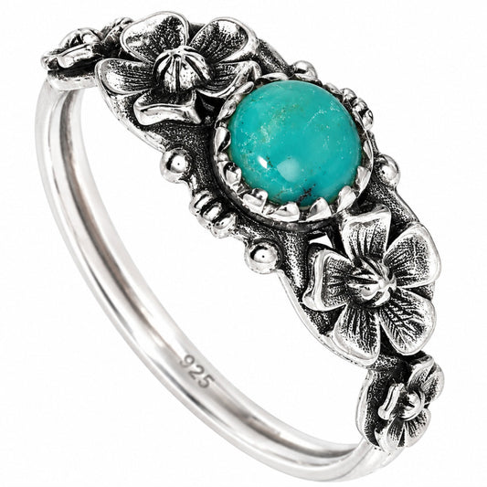 Floral - Lucky Charm Tibetan Turquoise Ring size-8 R-1292 SDR254716
