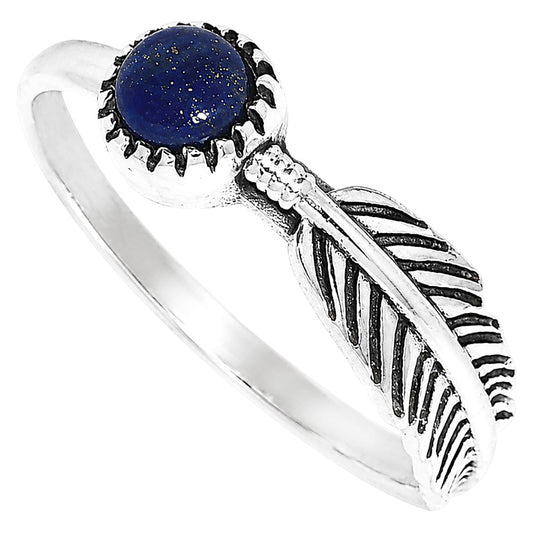 Feather - Lapis Lazuli Ring size-5 R-1042 SDR255119