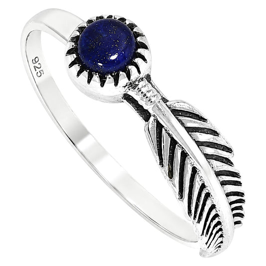 Feather - Lapis Lazuli Ring size-6 R-1042 SDR255125