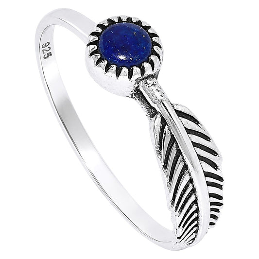 Feather - Lapis Lazuli Ring size-7 R-1042 SDR255131
