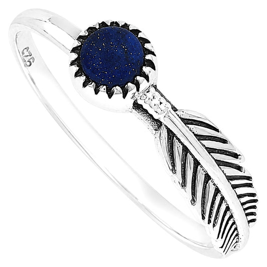Feather - Lapis Lazuli Ring size-7 R-1042 SDR255132