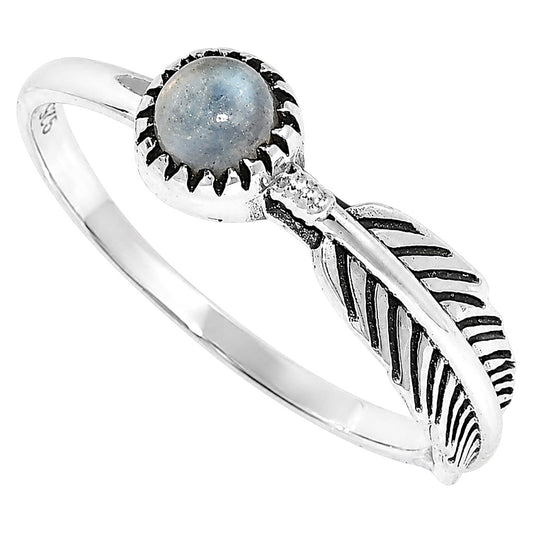 Feather - Rainbow Moonstone Ring size-6 R-1042 SDR255167