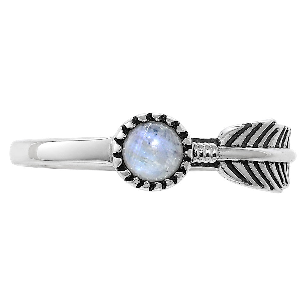Feather - Rainbow Moonstone Ring size-8 R-1042 SDR255174