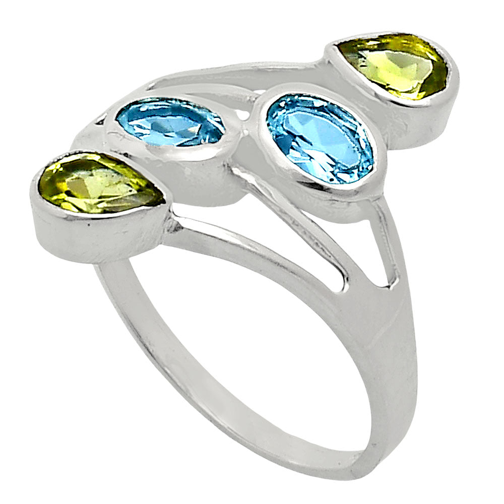 Sky Blue Topaz and Peridot Ring size-9.5 R-1053 SDR255193