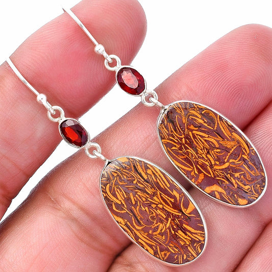 Coquina Fossil Jasper & Garnet Pendant Earrings Set T-1010 SDT03069