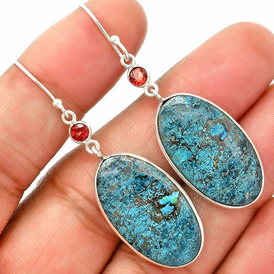 Shattuckite & Garnet Pendant Earrings Set T-1010 SDT03333
