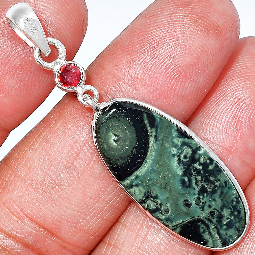 Star Galaxy Jasper & Garnet Pendant Earrings Set T-1010 SDT03509