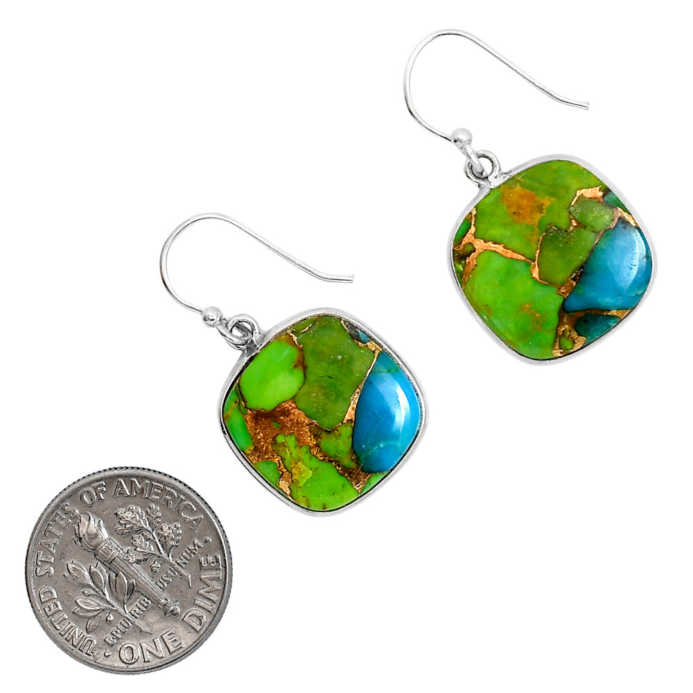 Blue Turquoise In Green Mohave Pendant Earrings Set T-1001 SDT03536