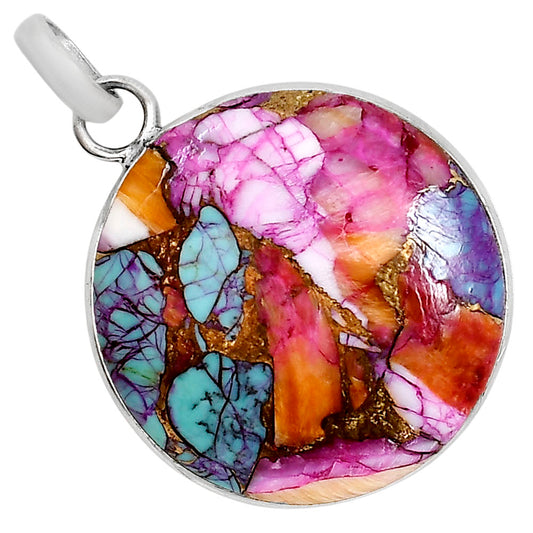 Kingman Orange Dahlia Turquoise Pendant Earrings Set T-1001 SDT03541