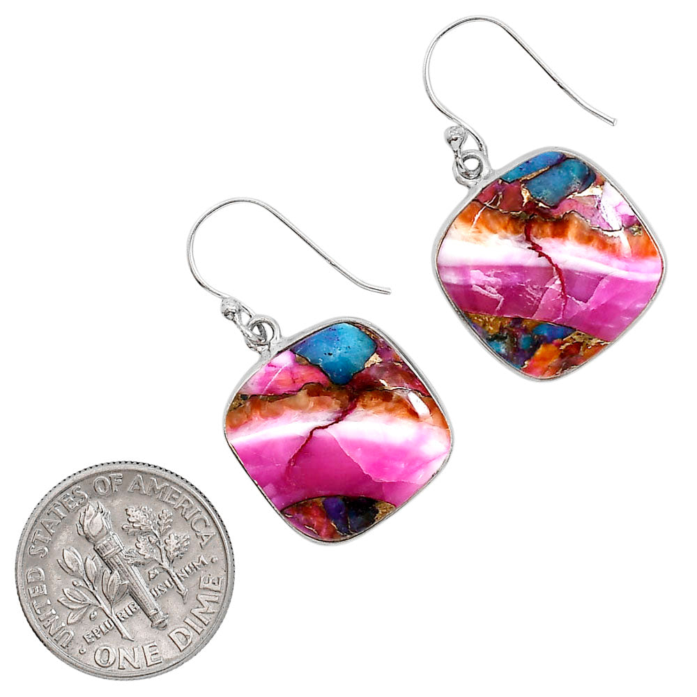 Kingman Orange Dahlia Turquoise Pendant Earrings Set T-1001 SDT03545