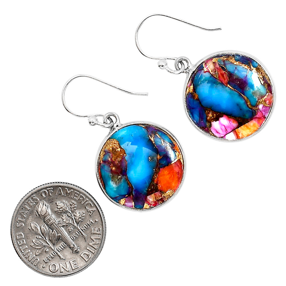 Kingman Orange Dahlia Turquoise Pendant Earrings Set T-1001 SDT03547