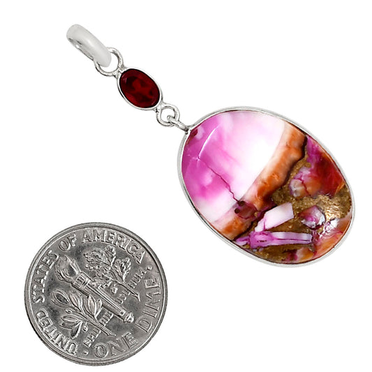 Kingman Orange Dahlia Turquoise and Garnet Pendant Earrings Set T-1010 SDT03559