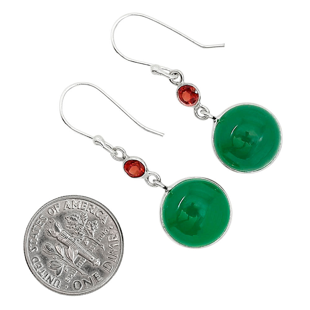 Green Onyx and Garnet Pendant Earrings Set T-1010 SDT03571
