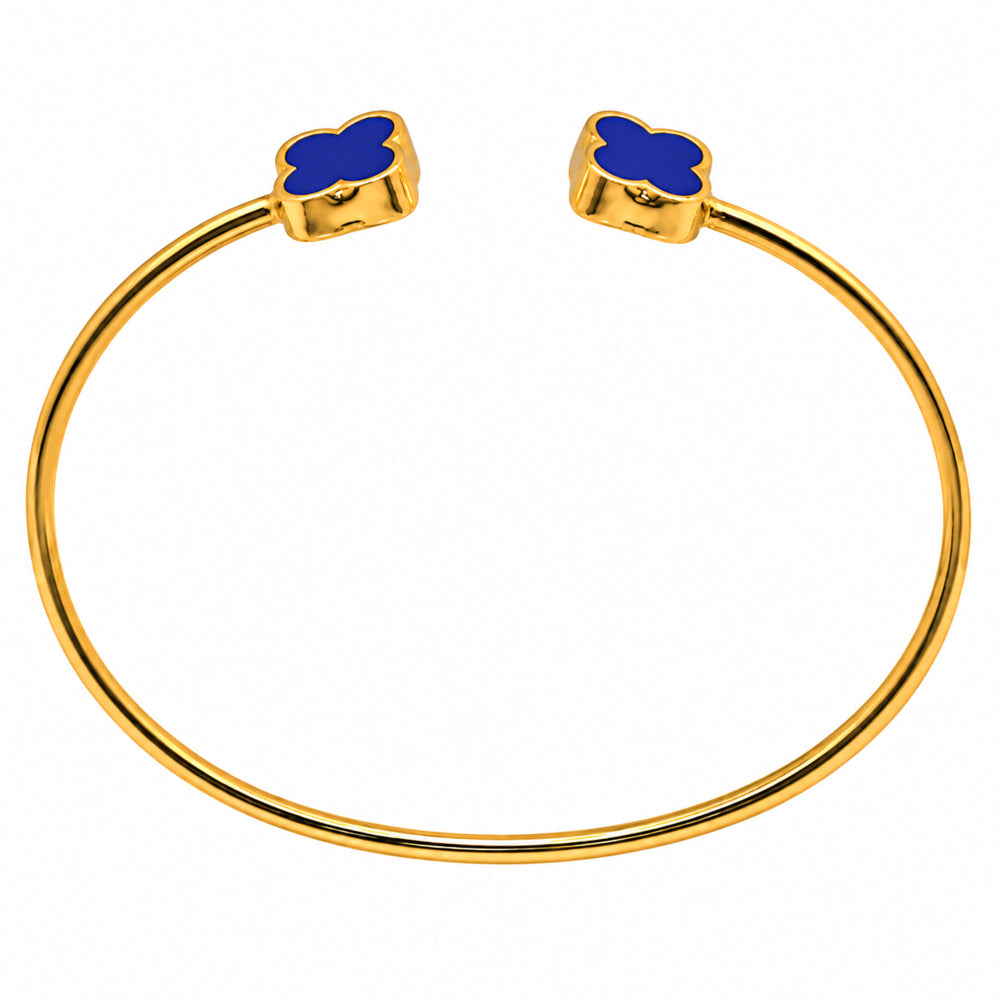 Lapis Lazuli and White Zircon Cuff Bangle Bracelet BM-1004 TB01030