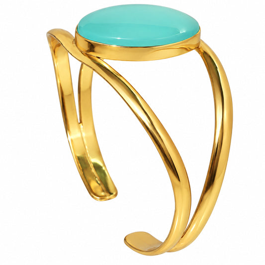 Aqua Chalcedony Cuff Bangle Bracelet BM-1013 TB01060