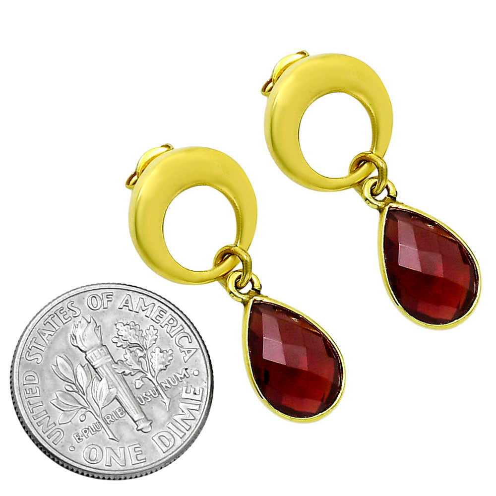18K Gold Over Brass Hessonite Garnet - Madagascar Earrings EM-1259 TE01010
