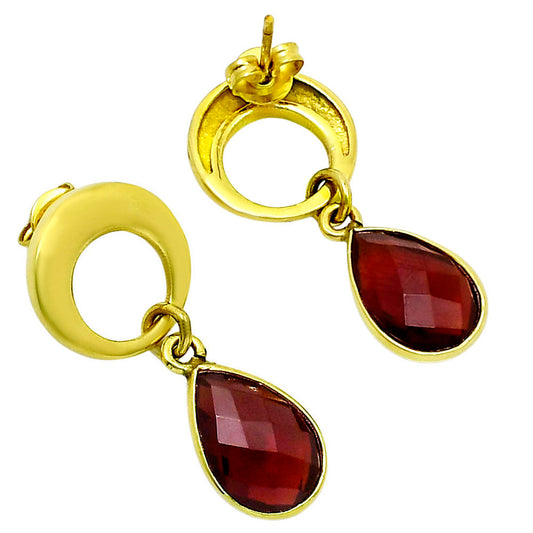 18K Gold Over Brass Hessonite Garnet - Madagascar Earrings EM-1259 TE01011
