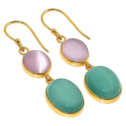 Green Quartz and Pink Quartz Earrings EM-1002 TE01160