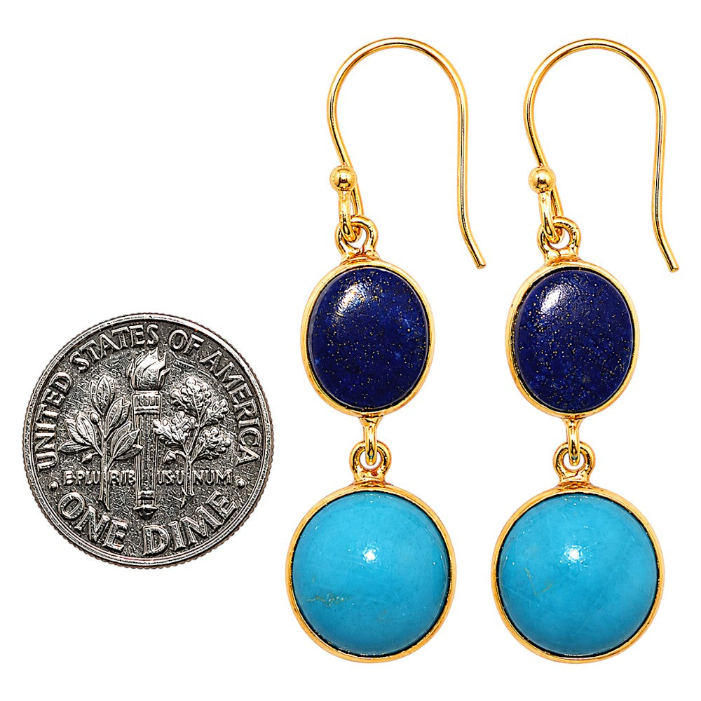 Lapis Lazuli and Sleeping Beauty Turquoise Earrings EM-1002 TE01168