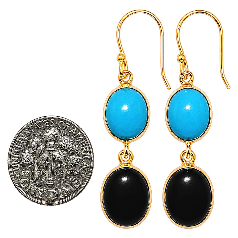 Black Onyx and Sleeping Beauty Turquoise Earrings EM-1002 TE01169