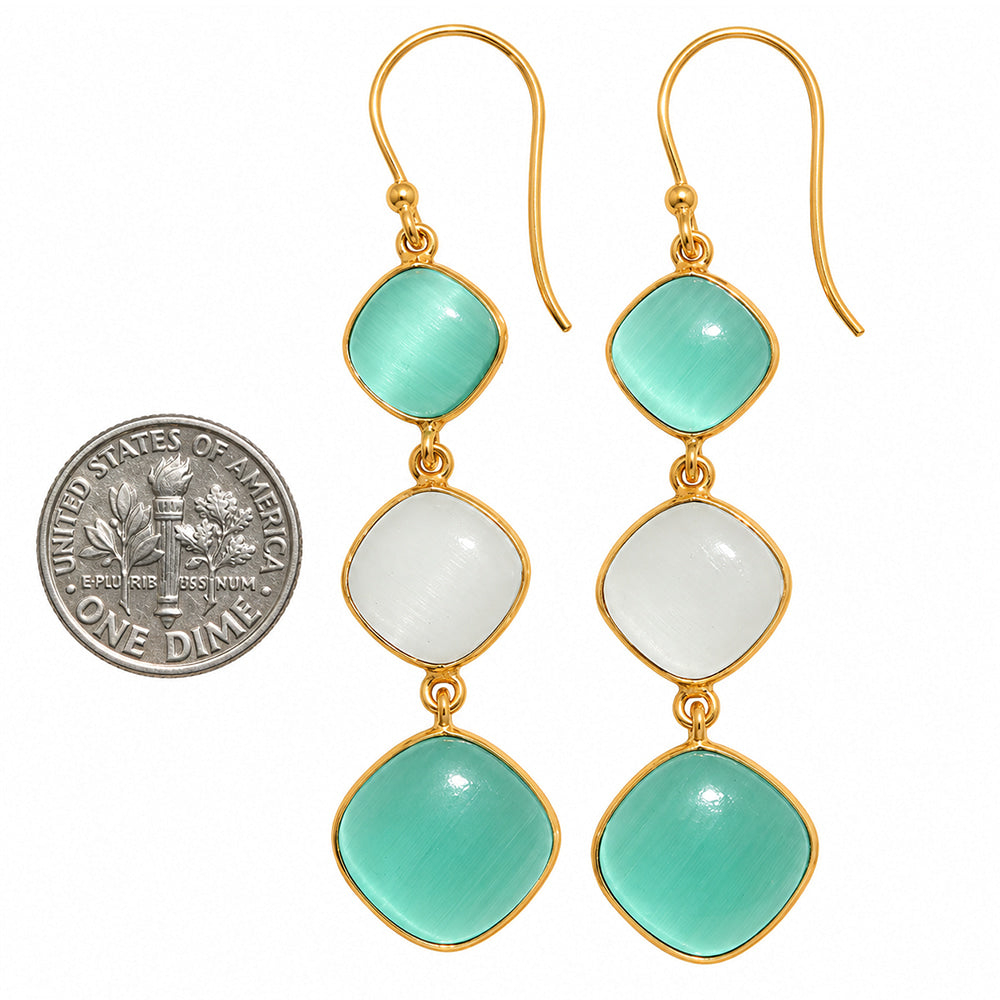 Green Selenite and White Selenite Earrings EM-1007 TE01199