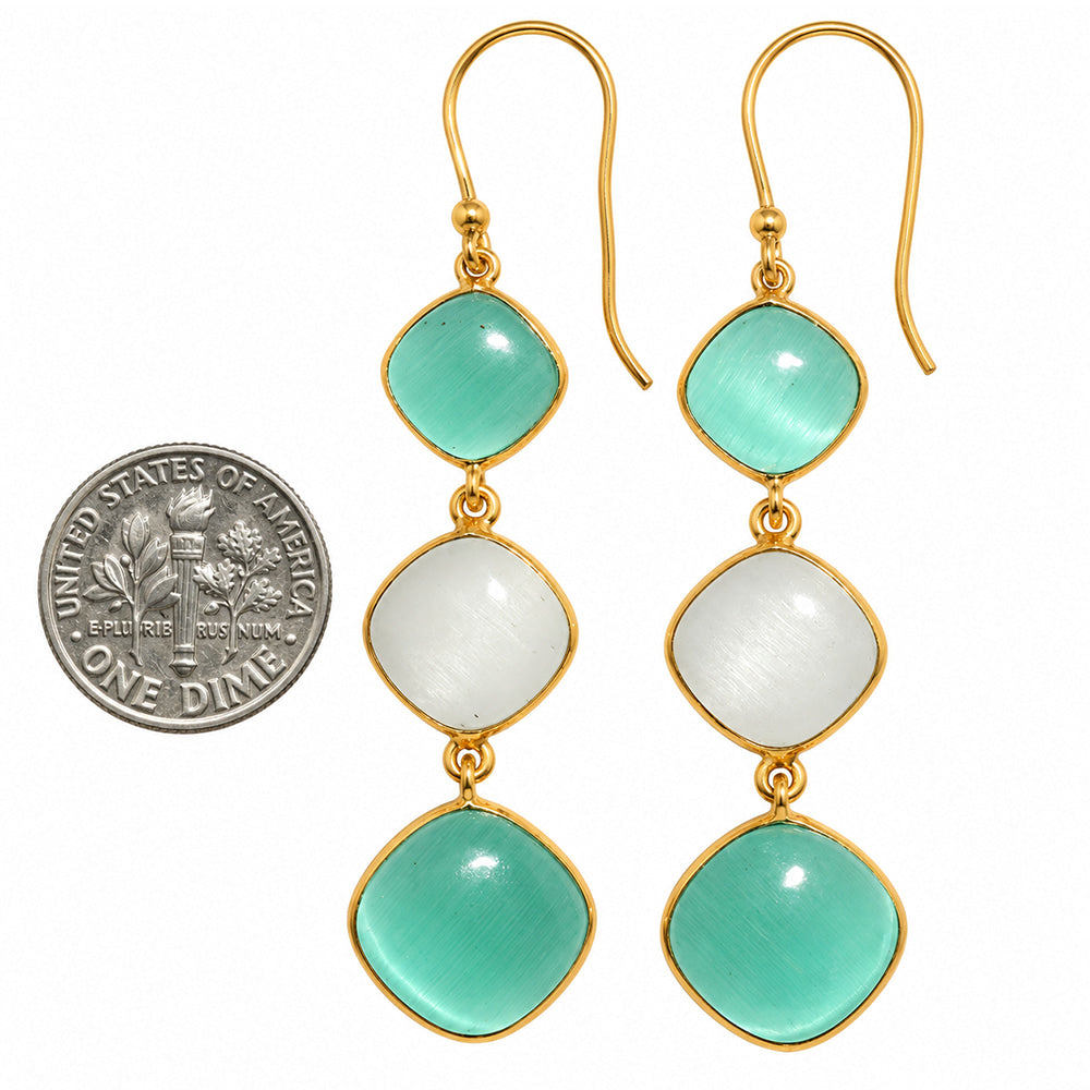 Green Selenite and White Selenite Earrings EM-1007 TE01200