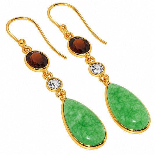 Dragon Vein Agate and Garnet & Zircon Earrings EM-1007 TE01215