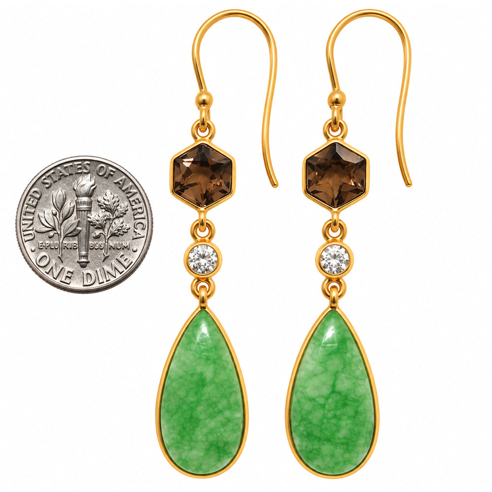 Dragon Vein Agate and Smoky Quartz & Zircon Earrings EM-1007 TE01216