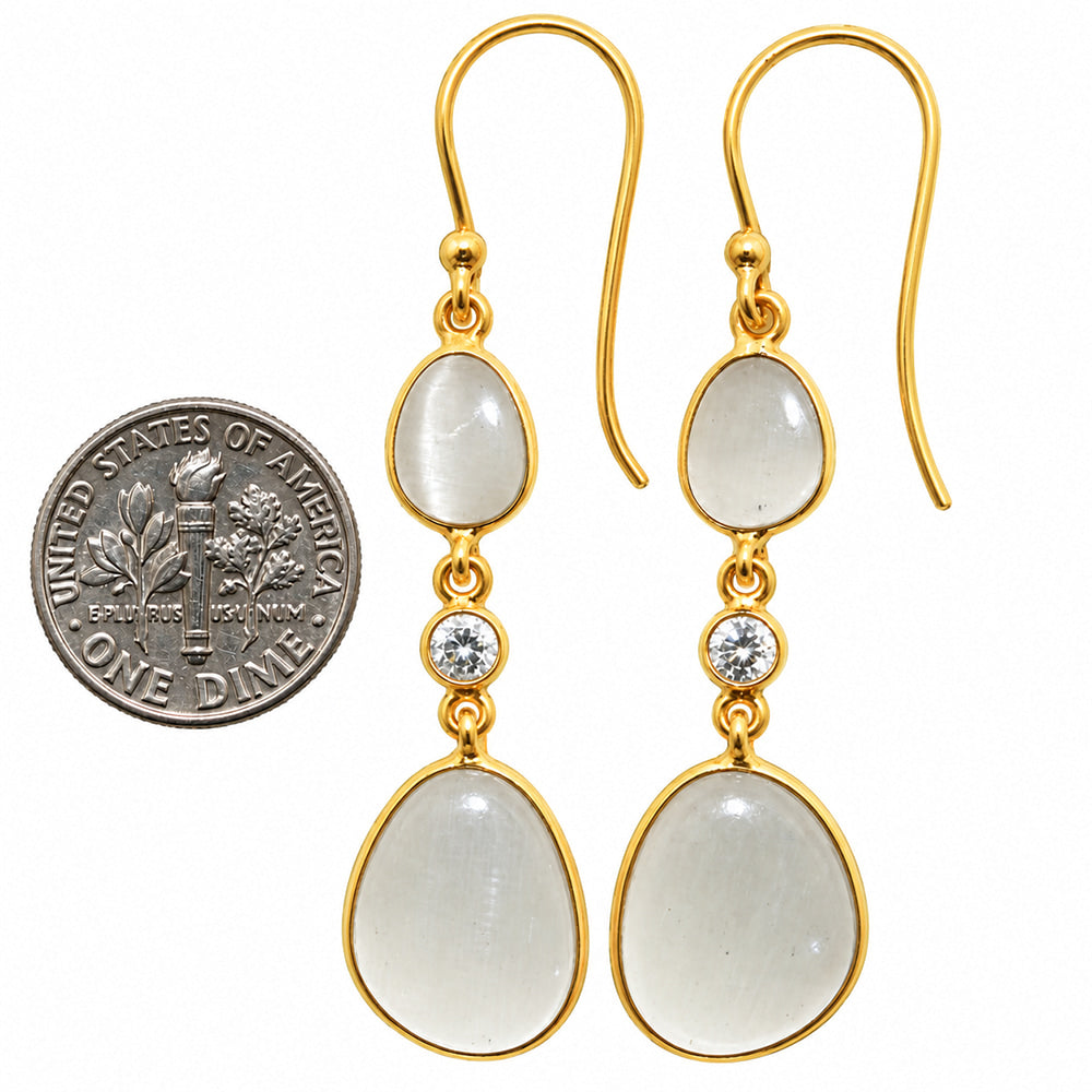White Selenite and Zircon Earrings EM-1007 TE01221