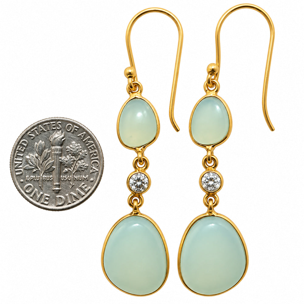 Aqua Chalcedony and Zircon Earrings EM-1007 TE01223