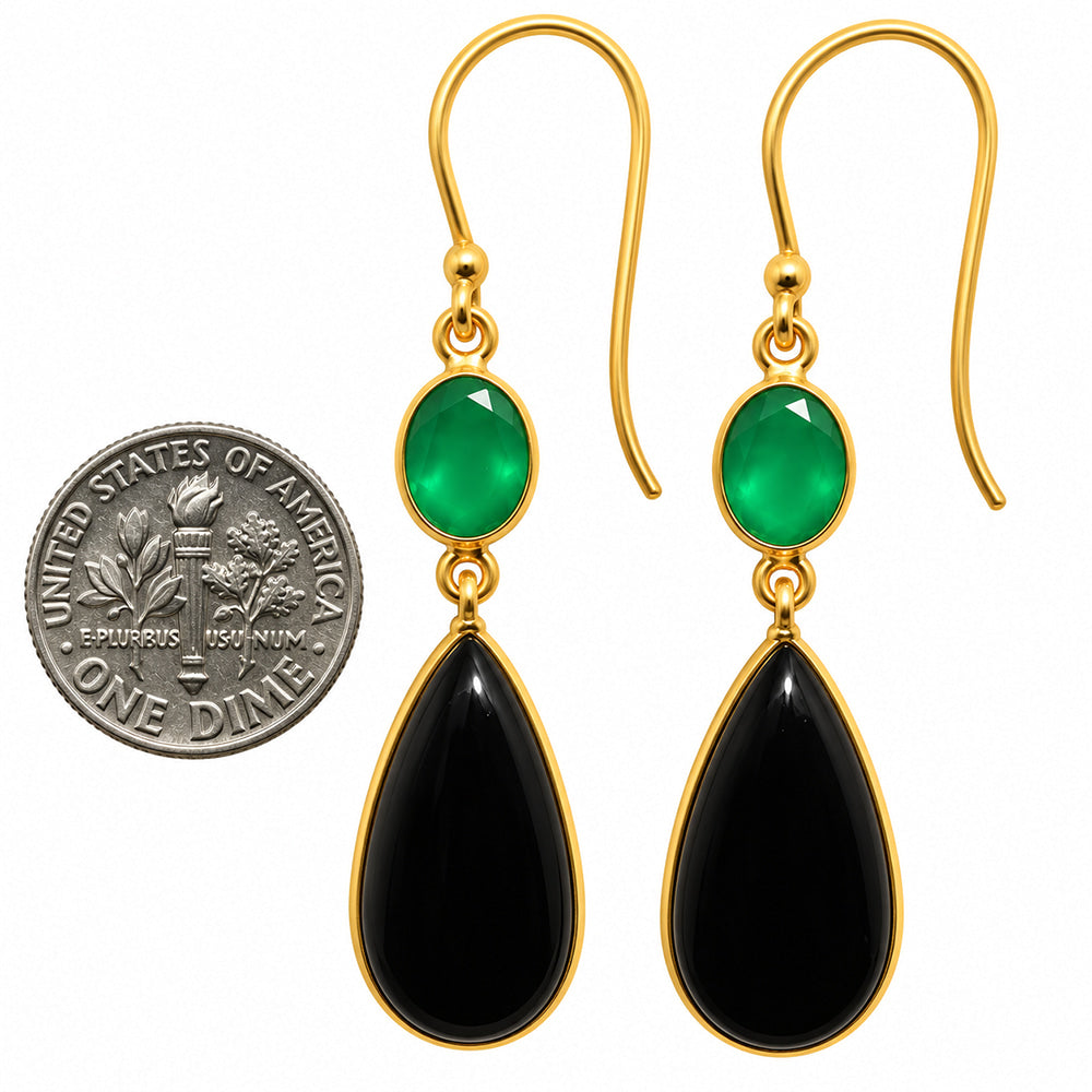 Black Onyx and Green Onyx Earrings EM-1002 TE01230