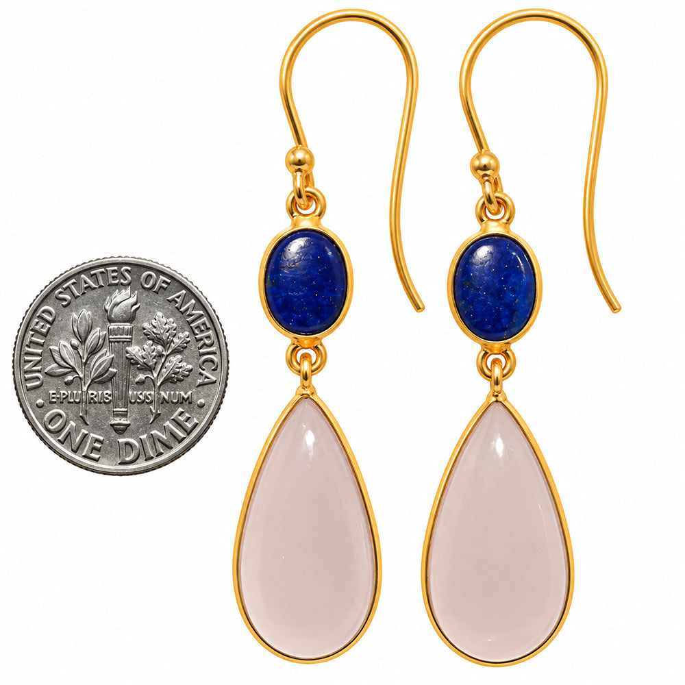 Milky Chalcedony and Lapis Lazuli Earrings EM-1002 TE01236