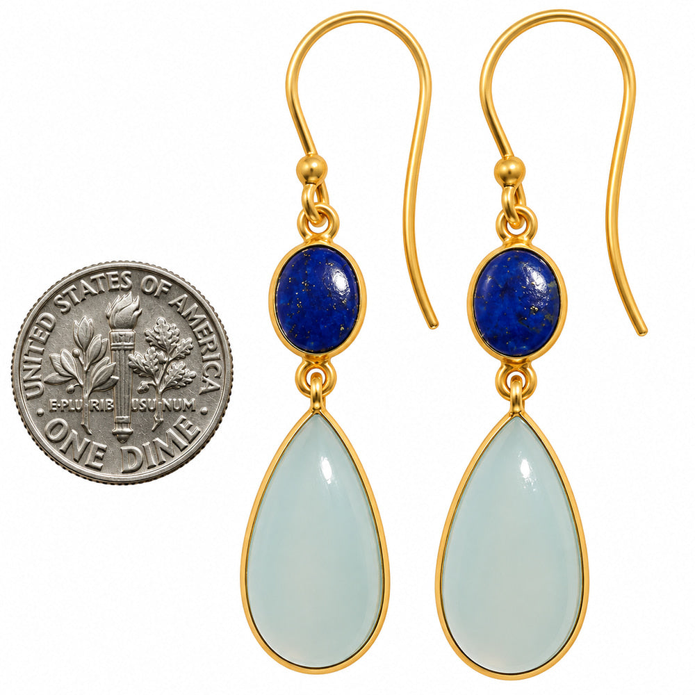 Aqua Chalcedony and Lapis Lazuli Earrings EM-1002 TE01240