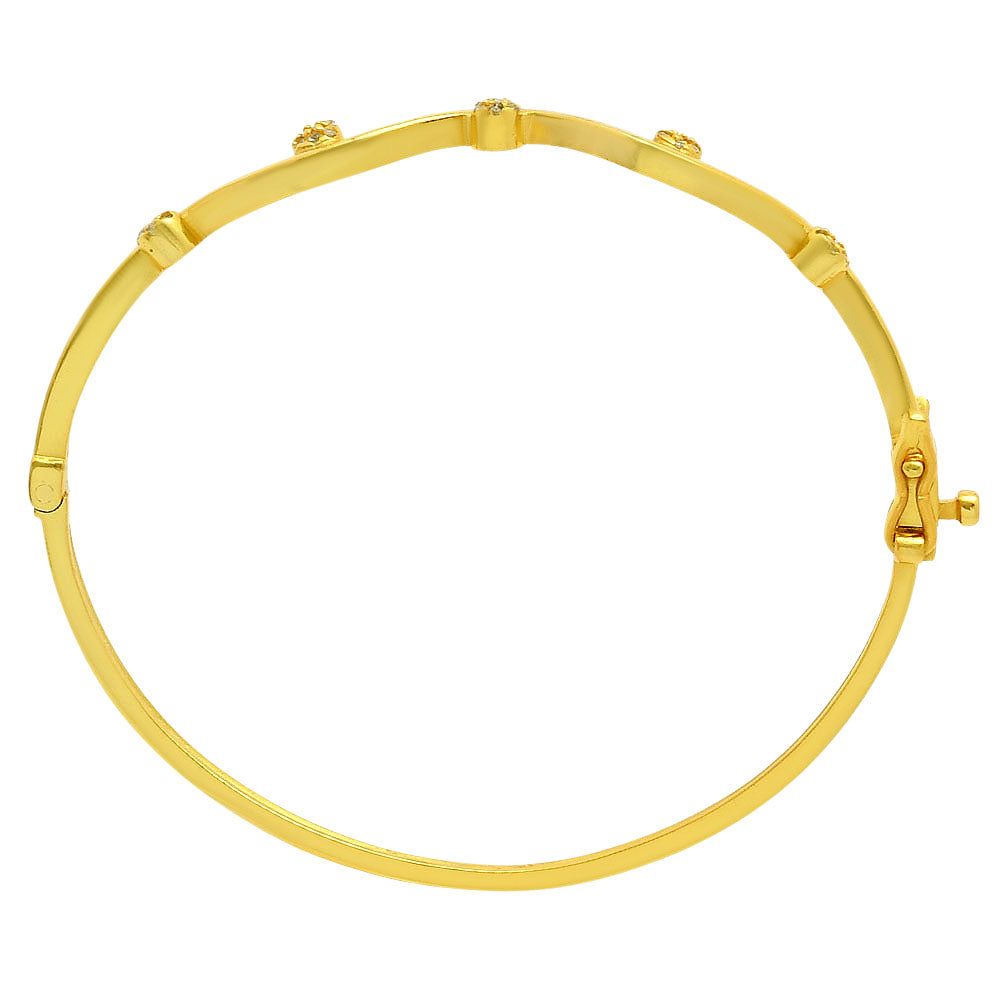 18K Gold Over Brass CZ Dot Wave Cuff Bangle Bracelet Jewelry for Women TGB1002 BM-1052