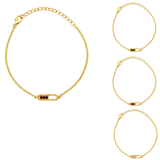 Minimal 18K Gold Over Brass Gemstone Bar Bracelet – Handmade Jewelry TGB1007 BM-1055